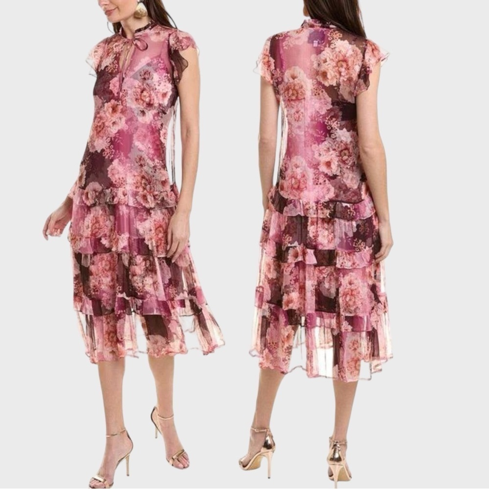 NWT JOHNNY WAS Carina Silk Dress with Slip Size Large